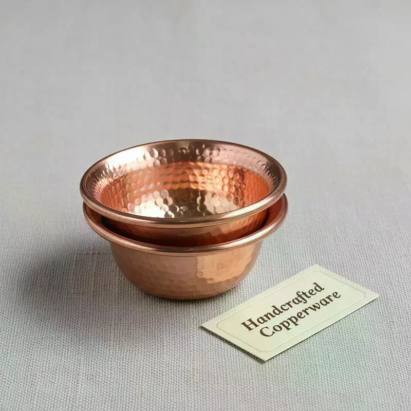 Handmade Red Copper Water Bowl Hammered Texture Multiple Sizes Heatproof for Altar Spiritual Ritual Home Decor