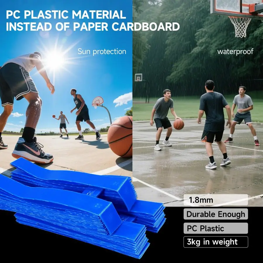 Basketball Court Marking Kit, Basketball Court Stencil Kit for Concrete, NOT Paper Board, SunResistant, Upgrade PC Material with