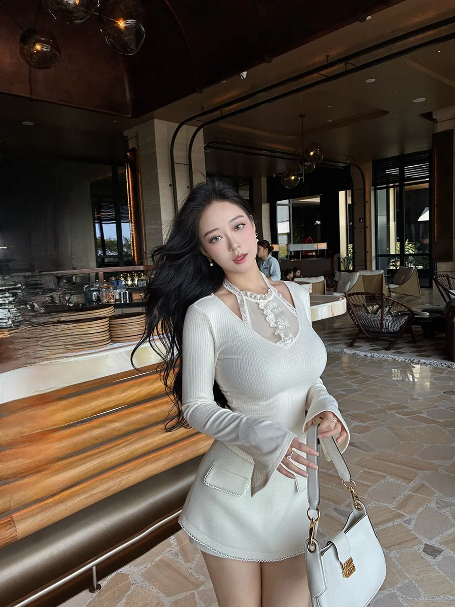 

Pure Desire Lace Me Belted Neline Design Slim Fit plus Size Top Cherry Brand Women's Long Sve Knitted Sweater