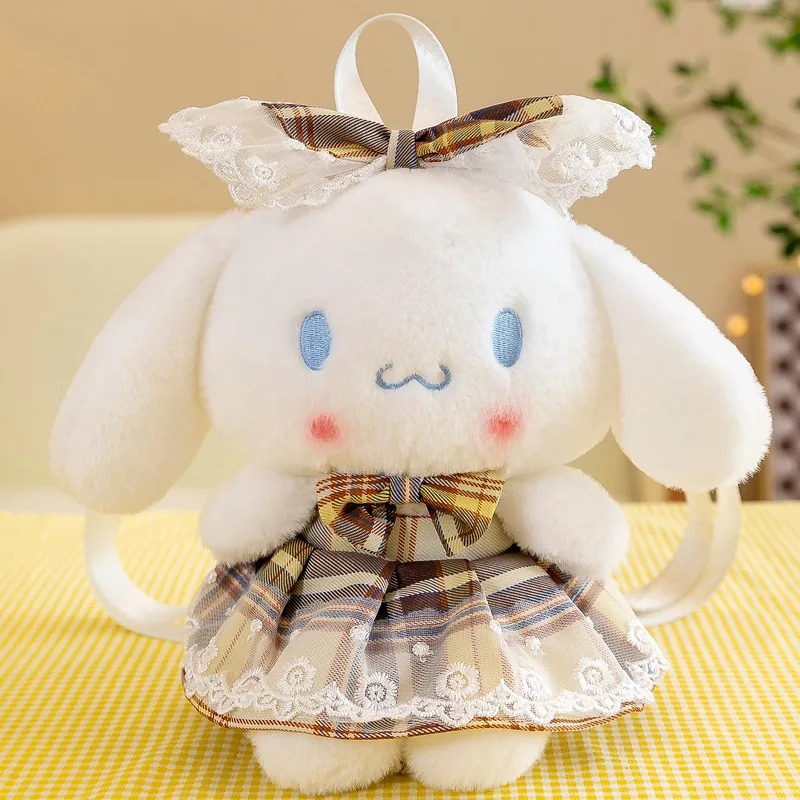 2023 Sanrio Cinnamoroll Plush Doll Backpack New Cute Skirt Kuromi Doll Bag Cartoon Cartoon Soft Bag Large Capacity Bag Girl Gift