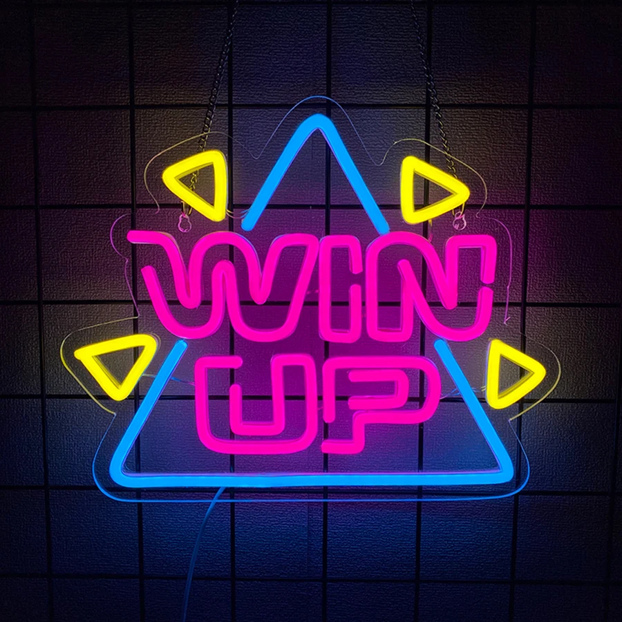 Win Up Neon Sign, USB LED Gaming Neon Light Wall Decor for Game Room, Internet Cafe, Gaming Bar, Gamer Competition Gift