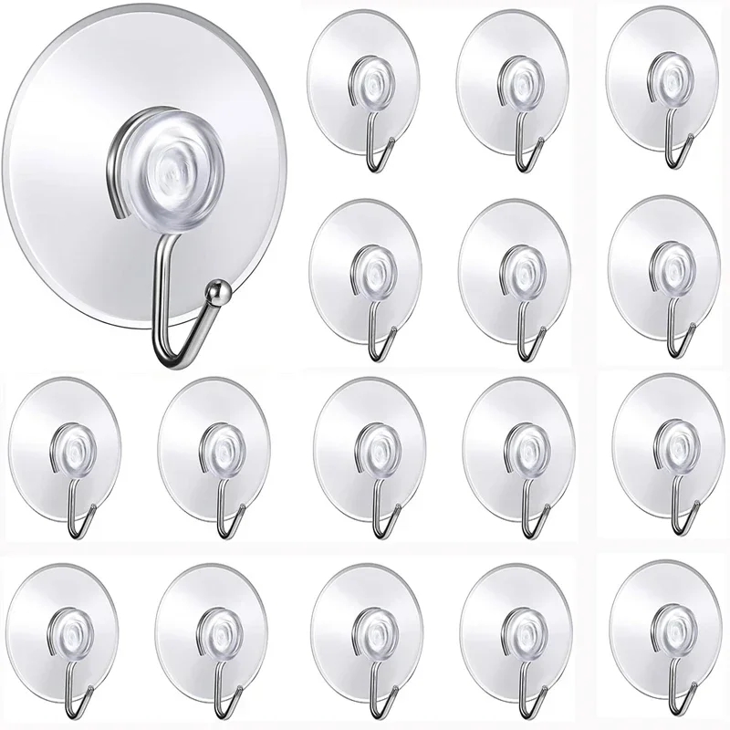 

10/5Pcs Suction Cup Hooks 20/30/40/50/57mm Transparent Suction Cups With Hooks For Kitchen Bathroom Windows Glass Wall Hanger