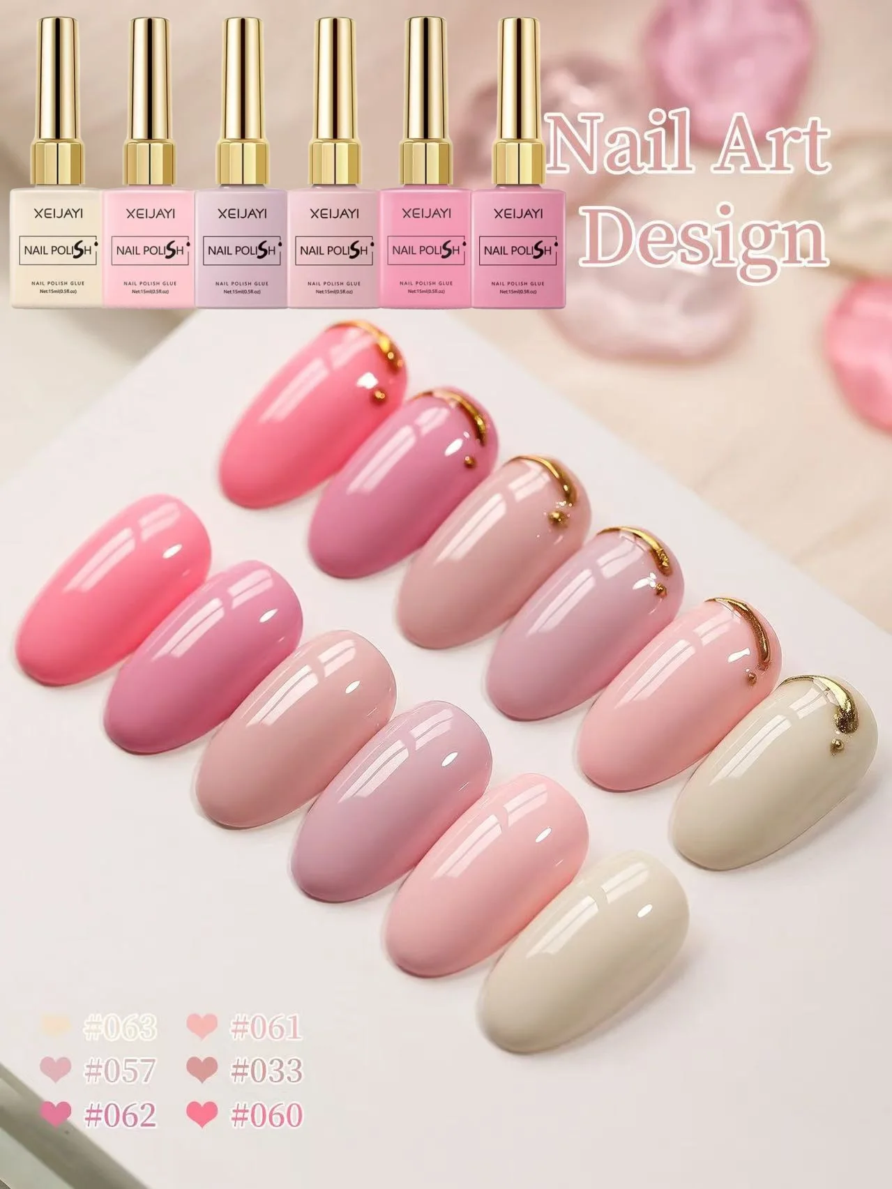 XEJAYI 6pcs Candy Sugar Gel Nail Polish Set UV LED Soaking Nail Gel, Semi-Permanent, DIY Salon Quality Nail Art Gel