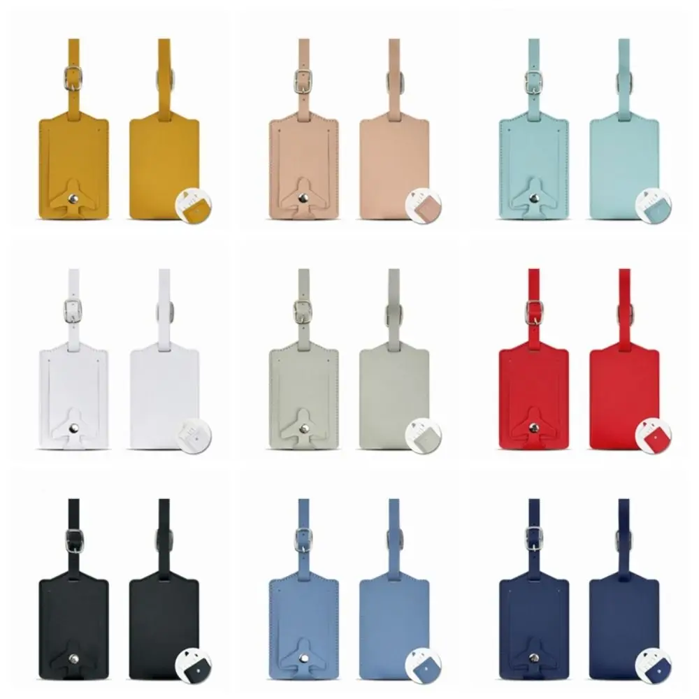 

Durable PU Leather Luggage Tag Anti Lost Thickened Suitcase Label Flip Cover Airplane Buckle Boarding Pass Luggage