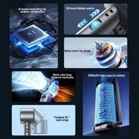 Ventilateur portatif rechargeable par USB, 5200 mAh, avec fonction de refroidissement par compresse de glace, mini ventilateur pliable double pour les voyages, le camping et les activités de plein air 3