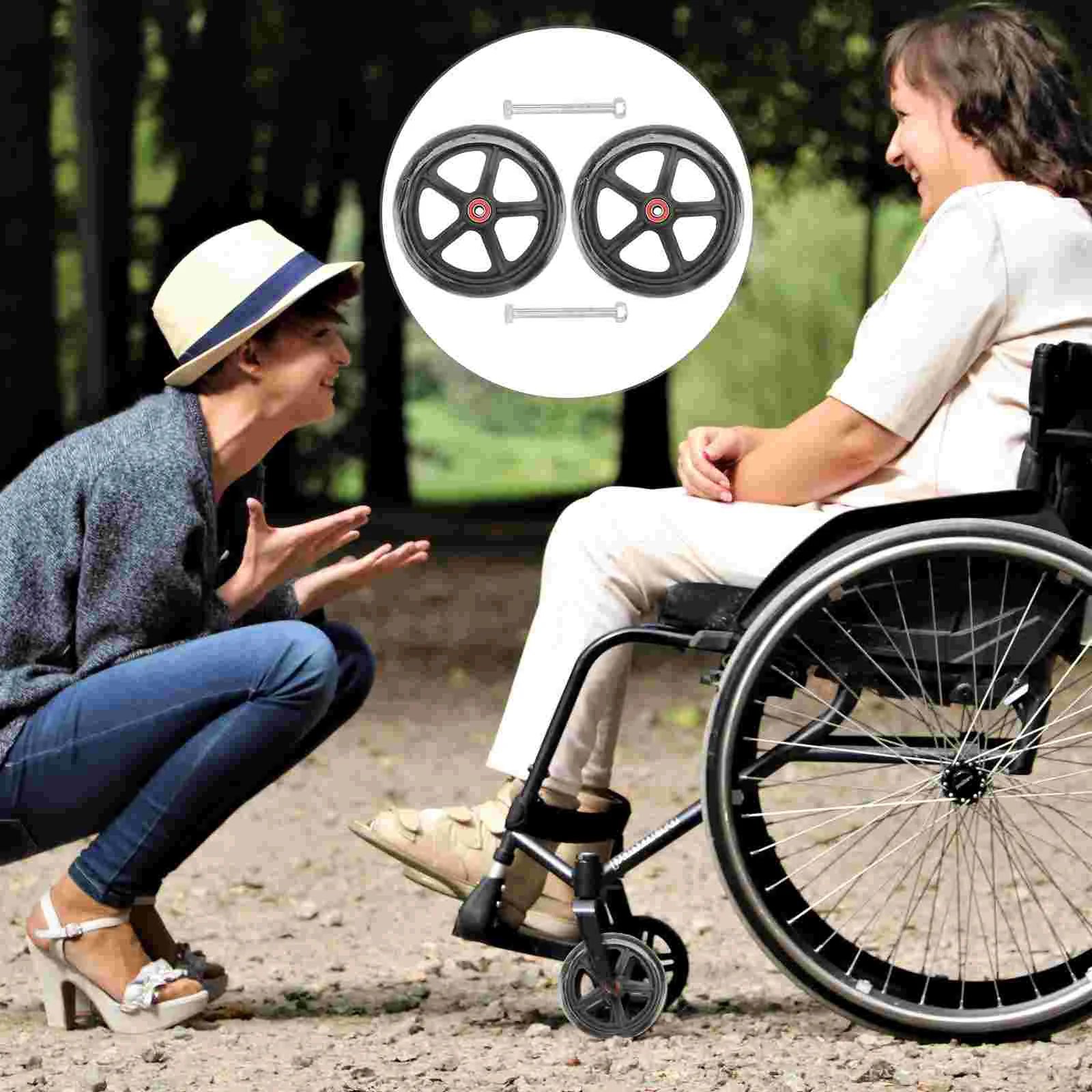 

2 Pcs Wheelchair Front Manual Solid Tire Accessories for Rubber Shopping Replacement Wheelchairs Wheels