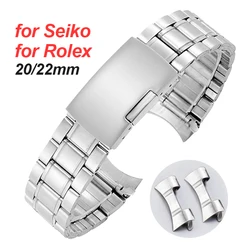 Curved End Bracelet for Rolex Stainless Steel Watchband for Seiko 20 22mm Replacement Watchband Men Women Wrist Strap Accessory