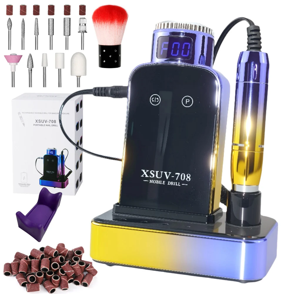 45000 RPM Nail Drill Machine Rechargeable Nail Polishing Lower Noise Electric File Nail Sander for Manicure Nail Salon Home Tool
