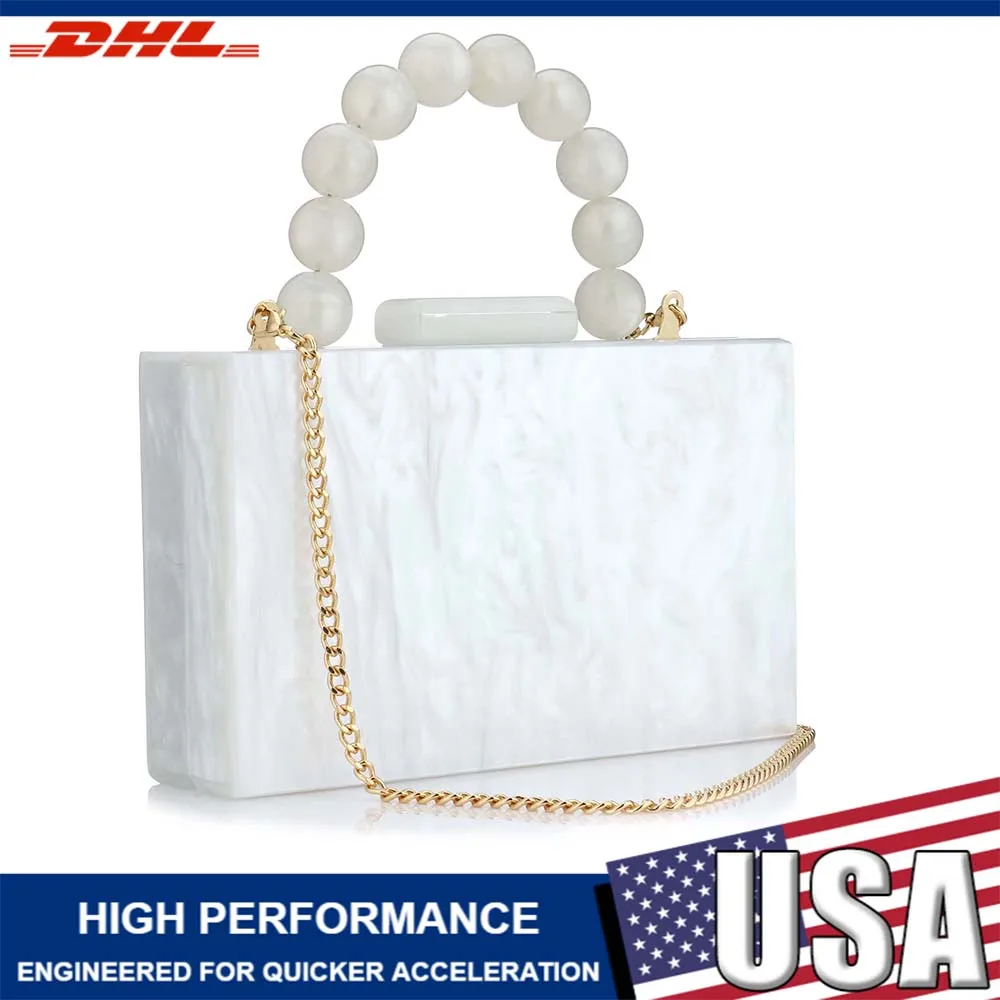 

Wedding Girl Handbag Pearl Bead Handle Bag Elegant Girls Women Evening Birthday Banquet Party Shoulder Case Pack Bags Acrylic