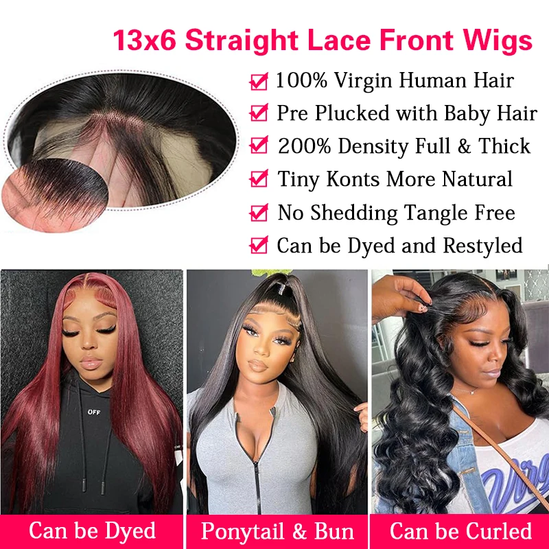 13x4 13x6 Bone Straight  Lace Front Human Hair Wig 30 38 Inch Transparent Lace Frontal Wig Human Hair Pre Plucked For Women image 3
