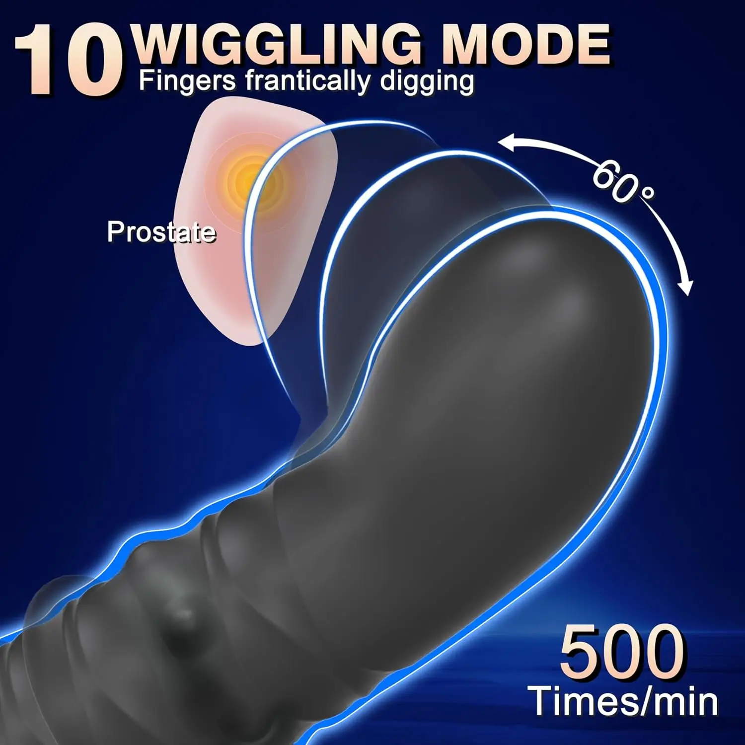 Wibrator do masażu prostaty, męski zabawka erotyczna, sztuczny penis, masażer prostaty, wibrator punktu G z 10 trybami oscylacji, 10 trybami przesuwania i 10 trybami wibracji.