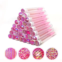 40pcs Reusable Eyelash Brush Tube Diamond Eyelash Wands Eyebrow Brush Replaceable Dust-proof Sparkling Broken Diamond Bottom