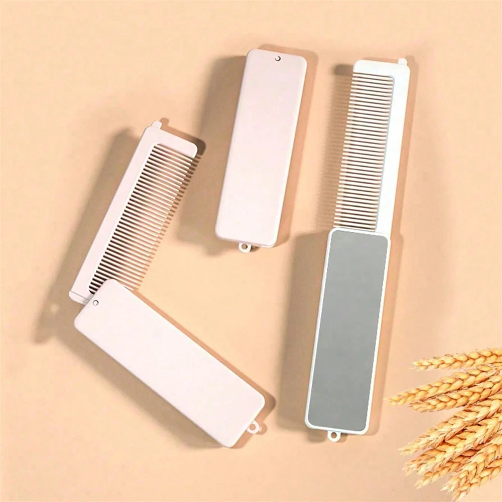 Portable Small Mirror Portable Mirror Comb Foldable Mirror Makeup and Dressing Tool Light Mirrors Makeup