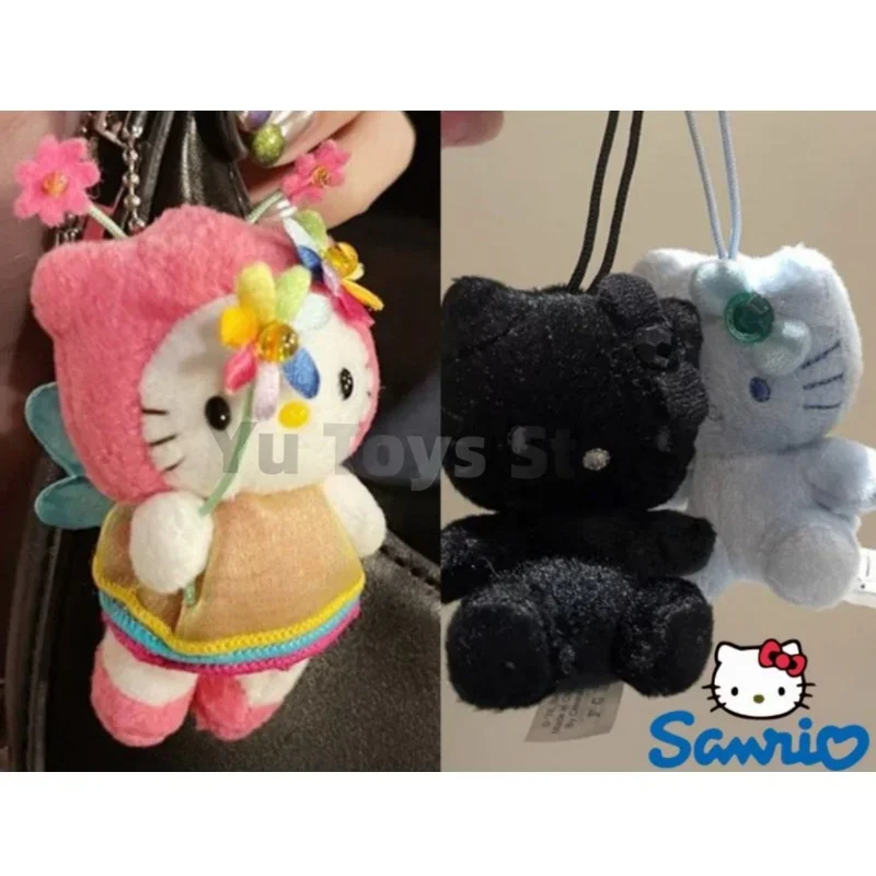 

Kawaii Sanrio Hello Kitty Plush Toy Cartoon Kt Cat Collection Black Skin Flower Fairy Stuff Doll Backpack Pendant Gift For Girl