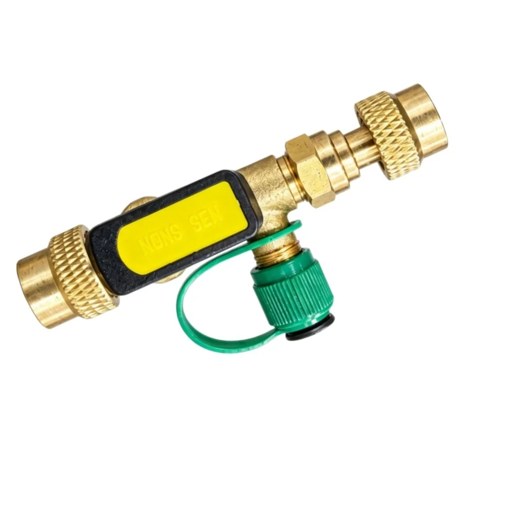 Brass 3 Way Manifold Vacuum Gauge Valve HS-V01 For HVAC Evacuation And Pressure Testing Tasks Charging Manifold Tool Kit