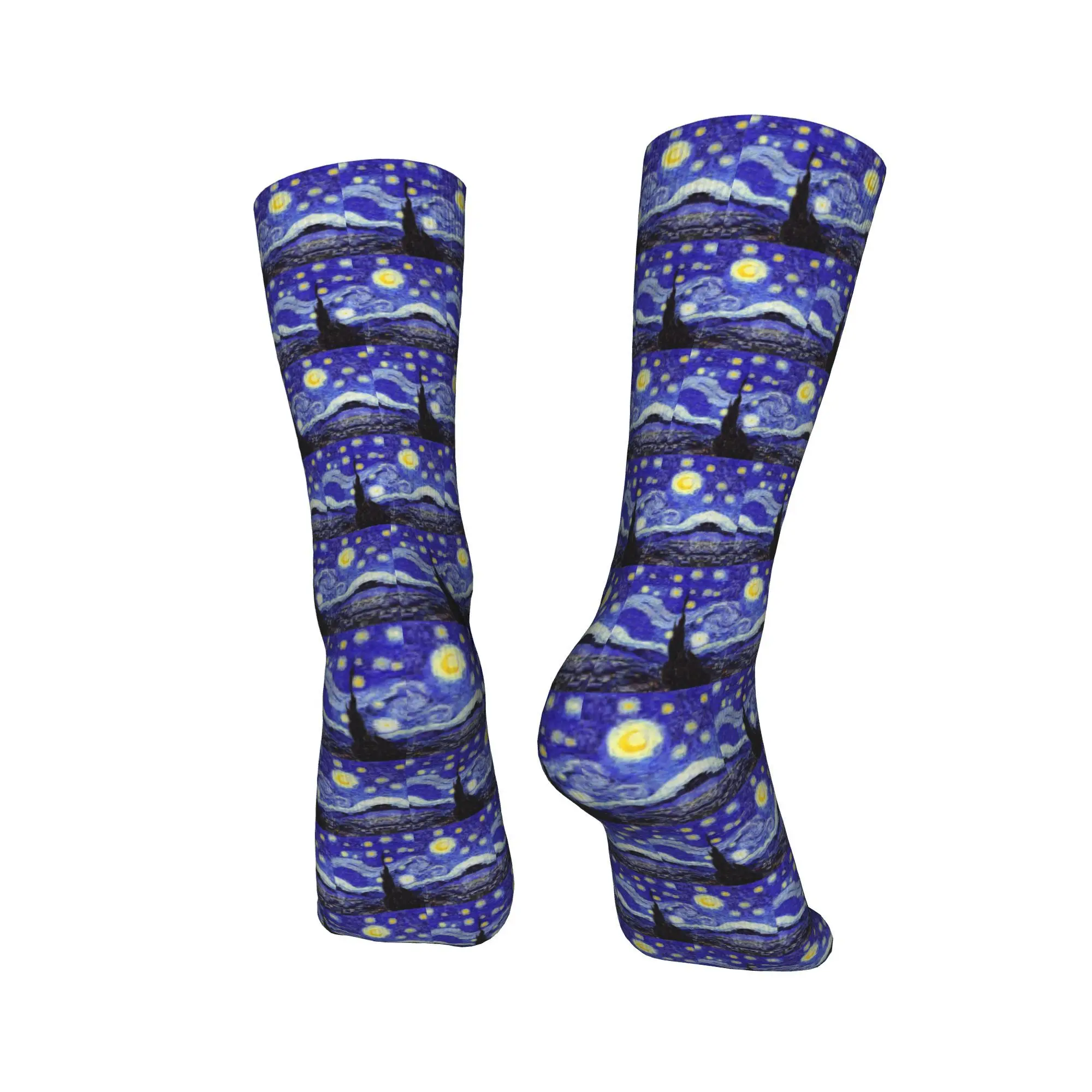 All Seasons A Starry Night Van Gogh Mountain Inspiration Socks Harajuku  Stockings Sport Middle Tube Socks Soft Christmas Gifts