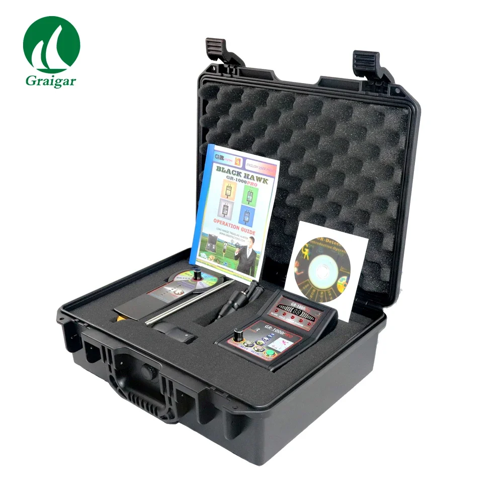 Detektor Logam GR-1000PRO Jangkauan Jauh untuk Emas, Perak, Tembaga, Berlian, Pencari Harta Karun Bawah Tanah