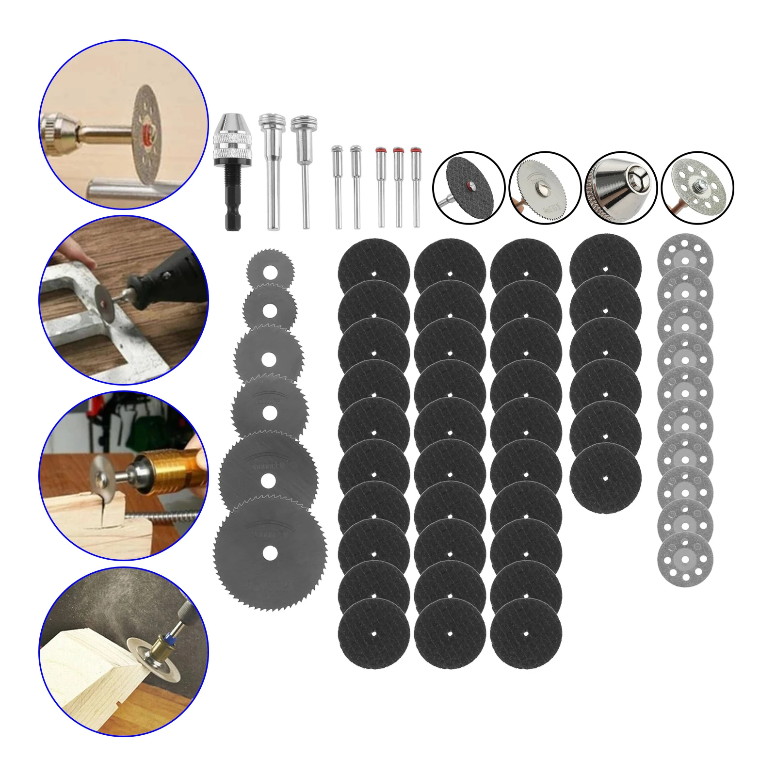 Discos de corte de diamante, juego de hojas de sierra de Metal, Mini hoja de sierra Circular HSS, ruedas de corte de resina, disco para herramientas rotativas Dremel, 60 uds.