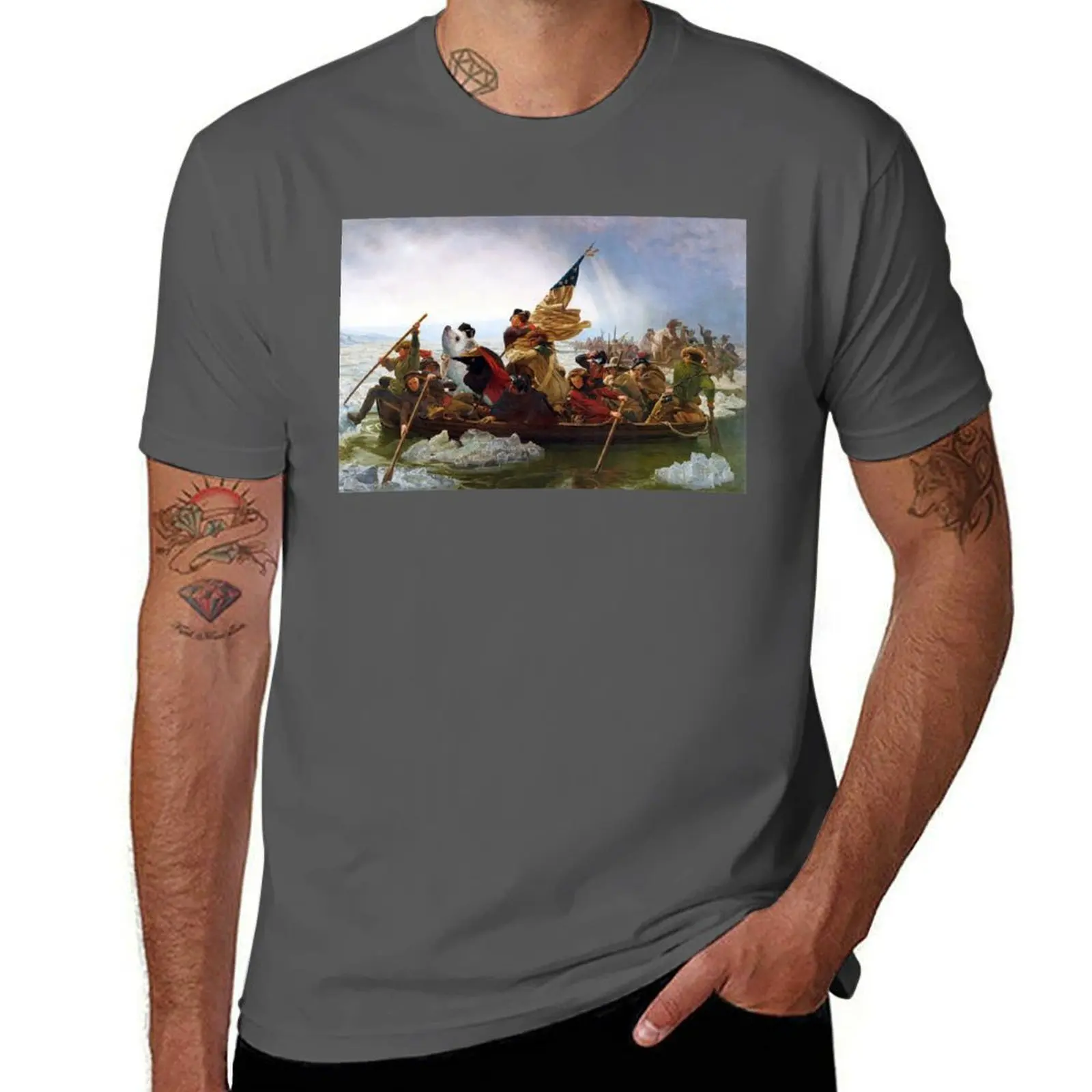 Hedgehog Crossing the Delaware T-Shirt oversized blacks tee shirts for men