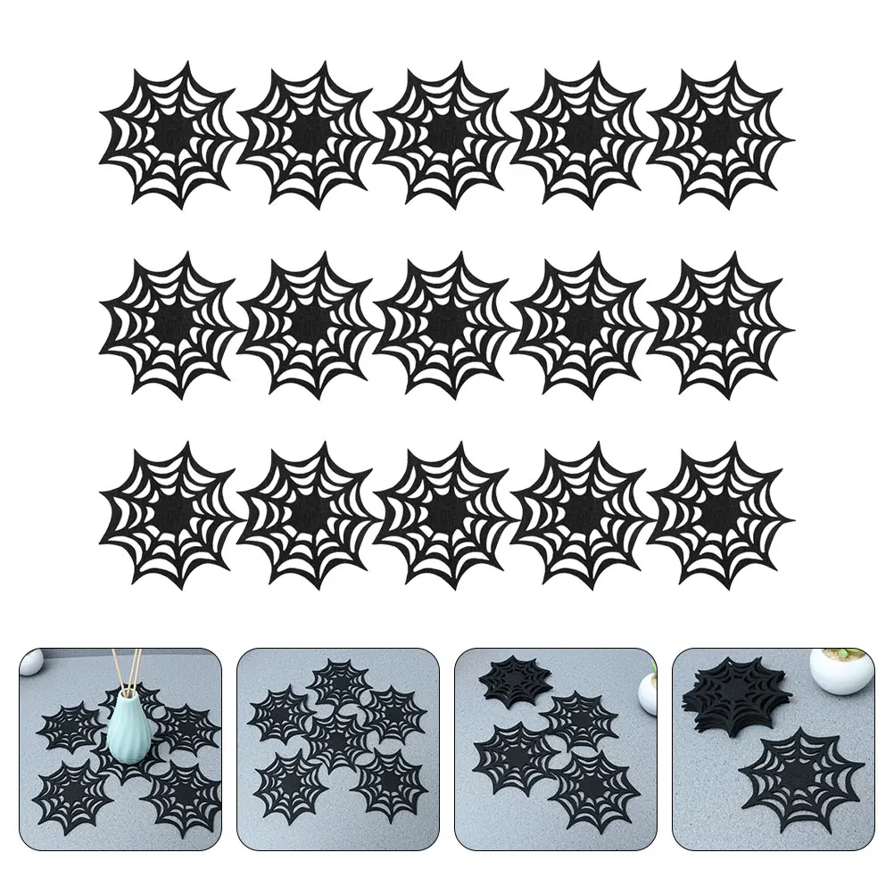 

15 Pcs Coffee Spider Web Coaster Dining Room Table Decor Halloween Decoration Felt Placemats