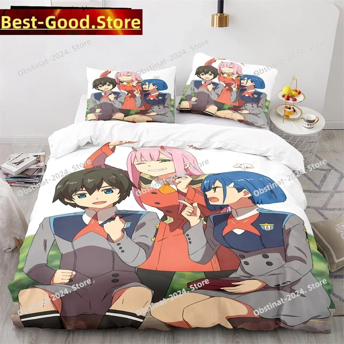 

Darling In the Franxx Anime Bedding Set Printed single Comforter Quilt Bed Duvet Cover Pillow Case 3 Pieces Sets Kids Adult Size