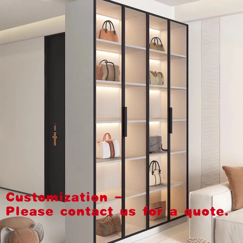 custom.Advanced Luxury Modern Rectangular Solid Wood Glass Door Display Cabinet with Storage Home Furniture