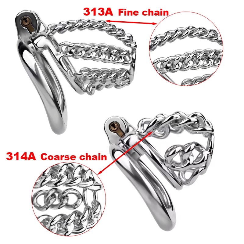 الرجال سلسلة معدنية العفة قفص ضبط النفس مكافحة الهروب خفيفة الوزن تنفس القضيب قفل سيسي مجرى البول العفة الجنس لعب للرجال #3