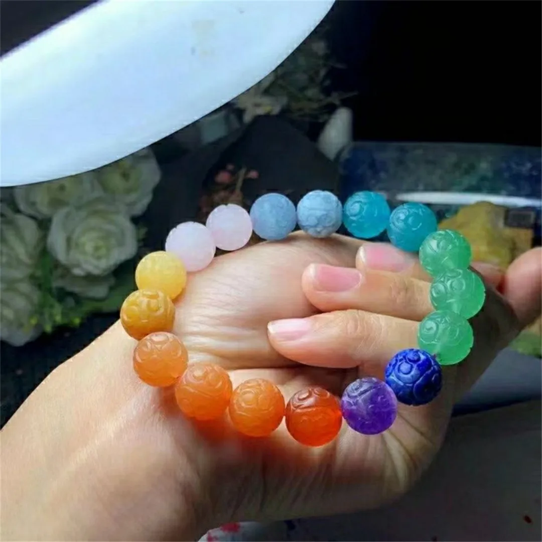 

12mm Natural Mixed Stone Bracelet For Women Men Amazonite Amethyst Rose Quartz Aquamarine Chalcedony Beads Crystal Strands AAAAA