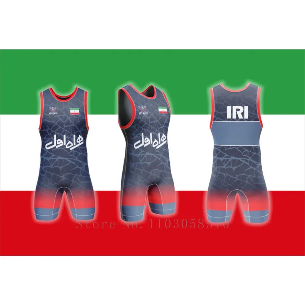 Iran Singlet MELKHOSU Team Singlet professional-grade competition suit Wrestlers tournaments Bodybuilding weightlifting suit