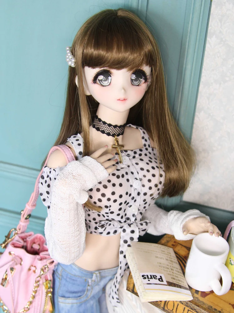 D06-P39 children handmade toy 1/3 1/4 doll BJD/DD doll's clothes polka dot off shoulder top 1pcs