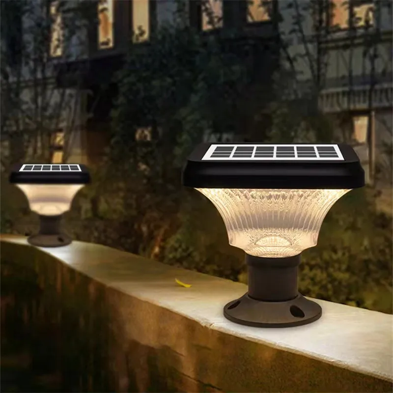 SAMAN Outdoor Solar Post Lamp Modern Creative LED Courtyard Waterproof Column Light for Garden Balcony Villa Porch Decor