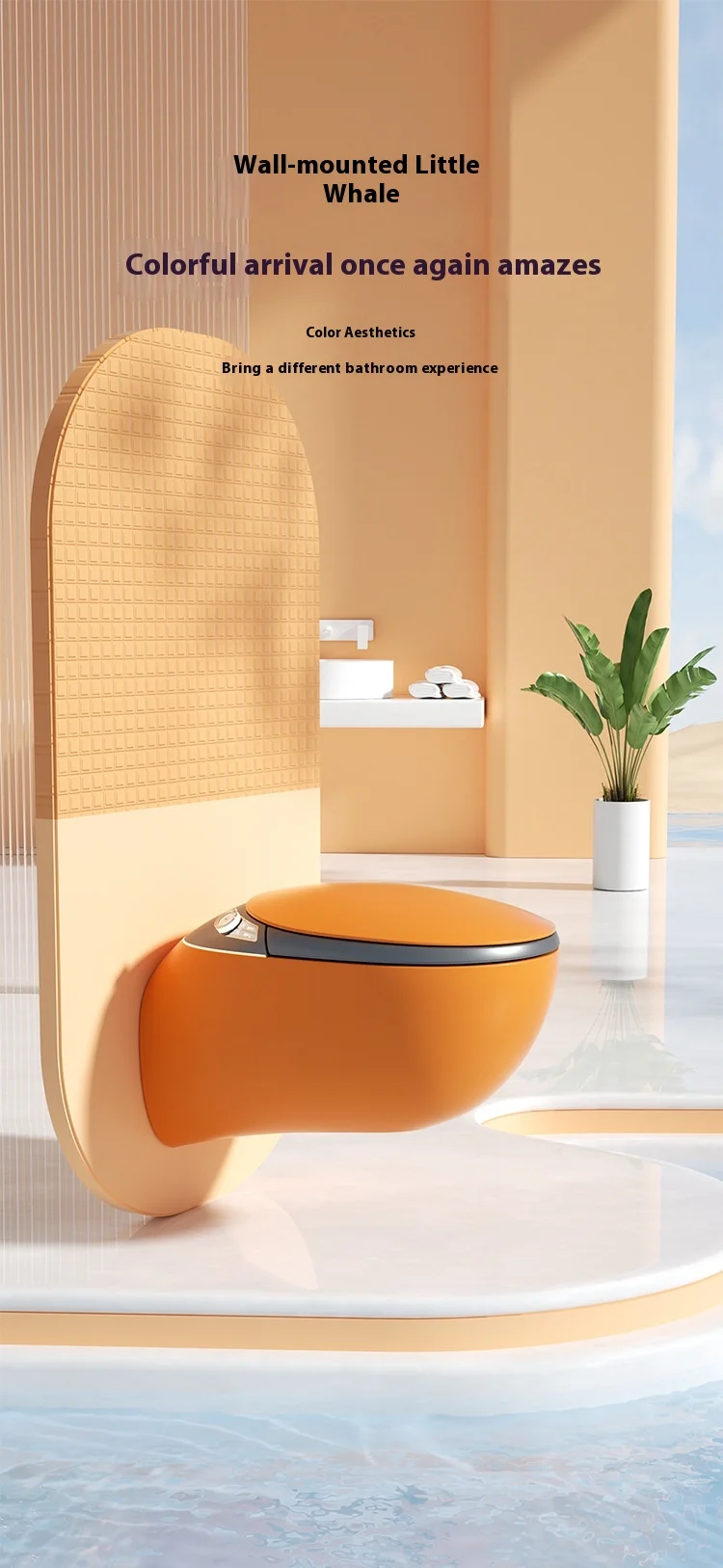 Intelligente, an der Wand montierte Keramiktoilette, eingebetteter Wassertank, vollautomatische, längliche Schüsselform, Siphon, Strahlspülung, P-Siphon-Entwässerung