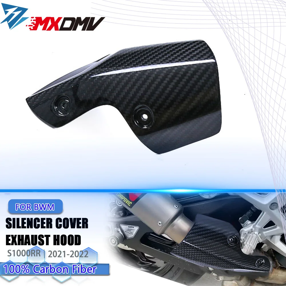 

100% 3K 3*3 Full Dry Carbon Fiber Motorcycle Accessories Silencer Exhaust Hood Fairing For BMW S1000R 2021 2022 2023