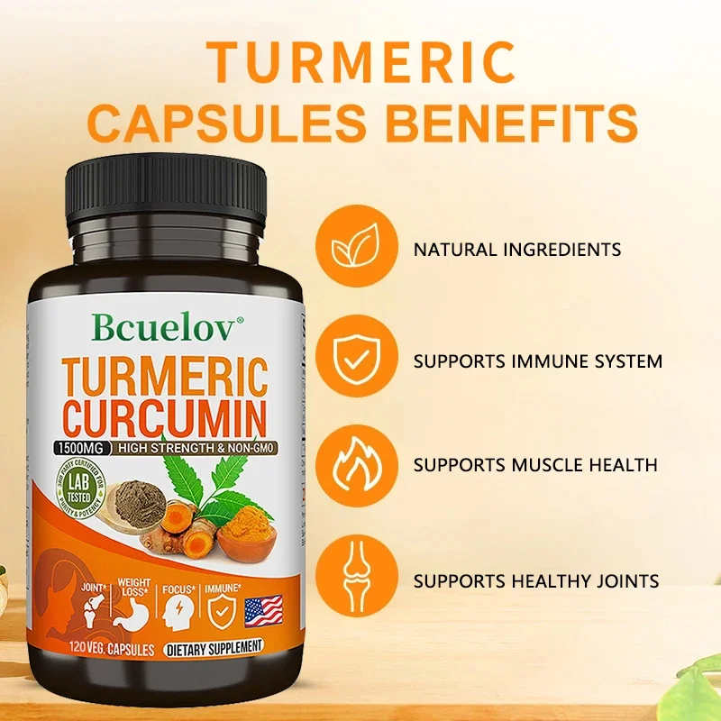 Curcumin & Black Pepper Extract - Highly Absorbable, Ultra-Strength Turmeric Supplement with 95% Curcumin & BioPerine for Joints