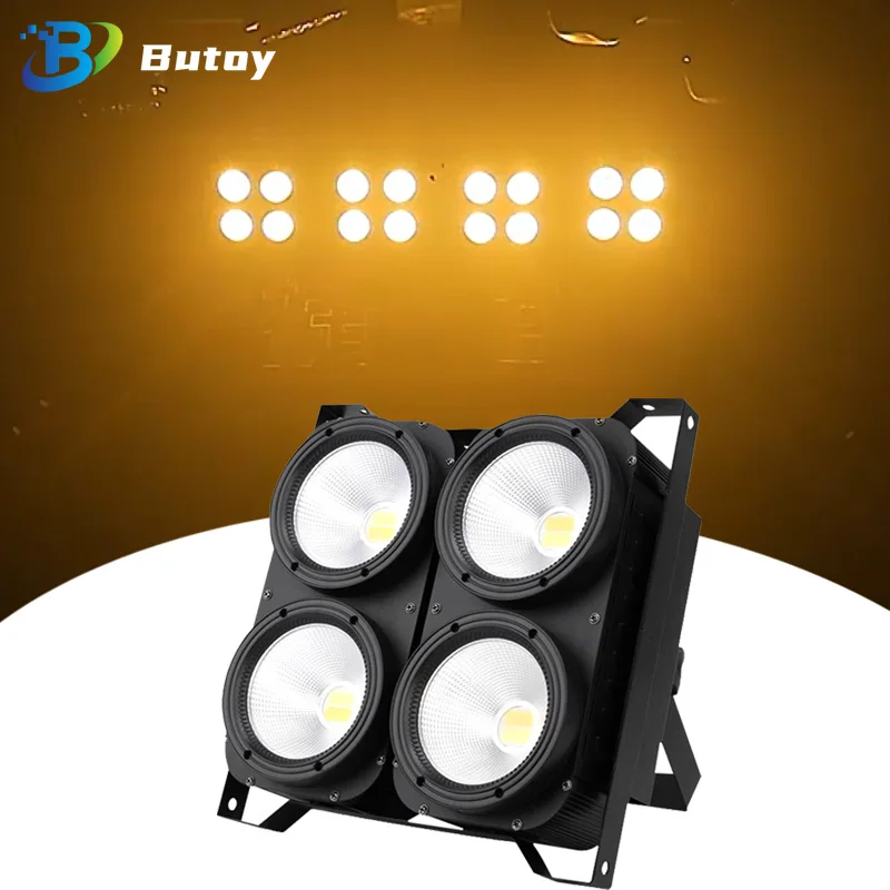 4 Eyes LED 2IN1 COB Cool Warm White Lighting 4X100W For Studio TV Film DMX Strobe Blinder Lighting Christmas Party DMX Lights