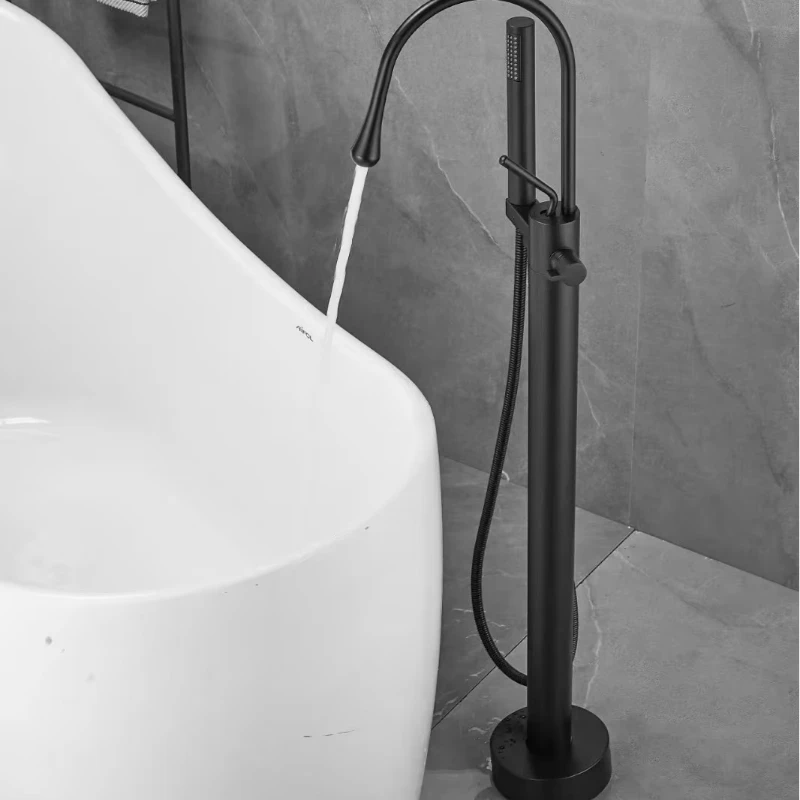 Modern copper basin faucet single hole hot and cold brass bathroom elevated black countertop base rotatable