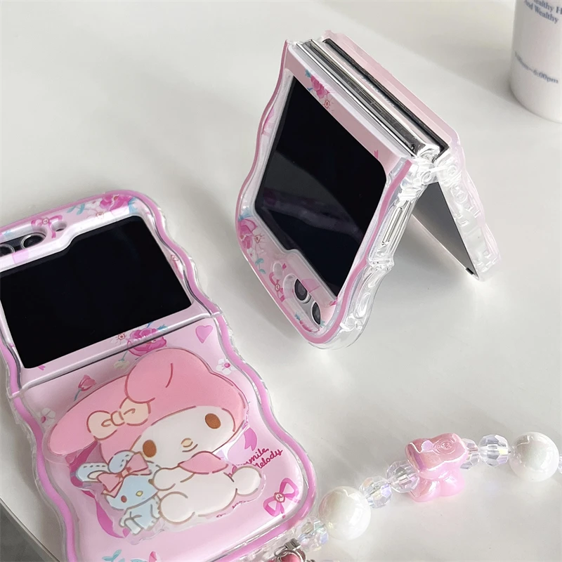 Sanurgente-Étui de téléphone mignon Kawaii Cinnamoroll My Melody pour Samsung Galaxy Z Flip 3, 4, 5, coque arrière rigide PC, ZFlip3, ZFlip4, ZFlip5, 5G