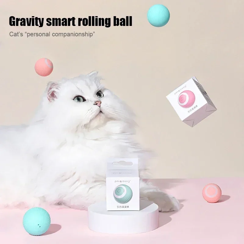 Smart Cat Toy Automatic Rolling Ball Electric Self-moving Kitten Toy Ball Indoor Interactive Cat Accessories Pet Smart Toys