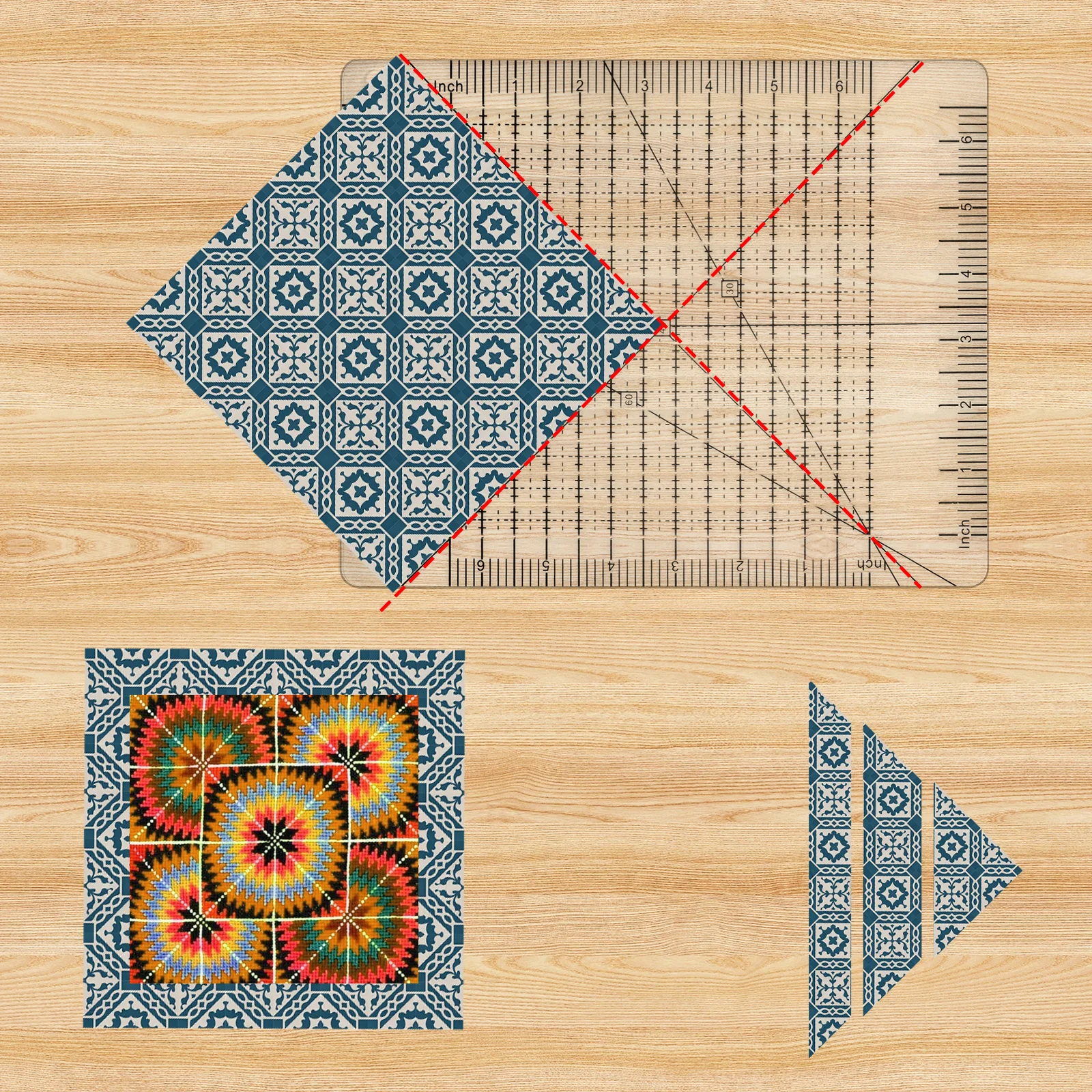 Quilting Patchwork Ruler Fabric Precise Cutting 6 x 6 inch Acrylic Quilt Strip Sewing Ruler DIY Crafts Tailor Sewing Tools