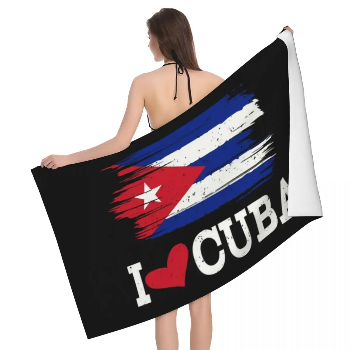 Custom Cuba Cuban Havana Flag Super Soft Microfiber Bath Beach Towel Quick Drying I Love Cuba Shower Pool Towels