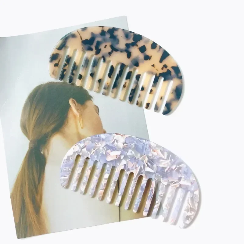 Korean Half Round Anti-static Hair Combs Wide Teeth Acetate Hair Brushes Outside Colorful Hairdressing Salon Styling Accessories