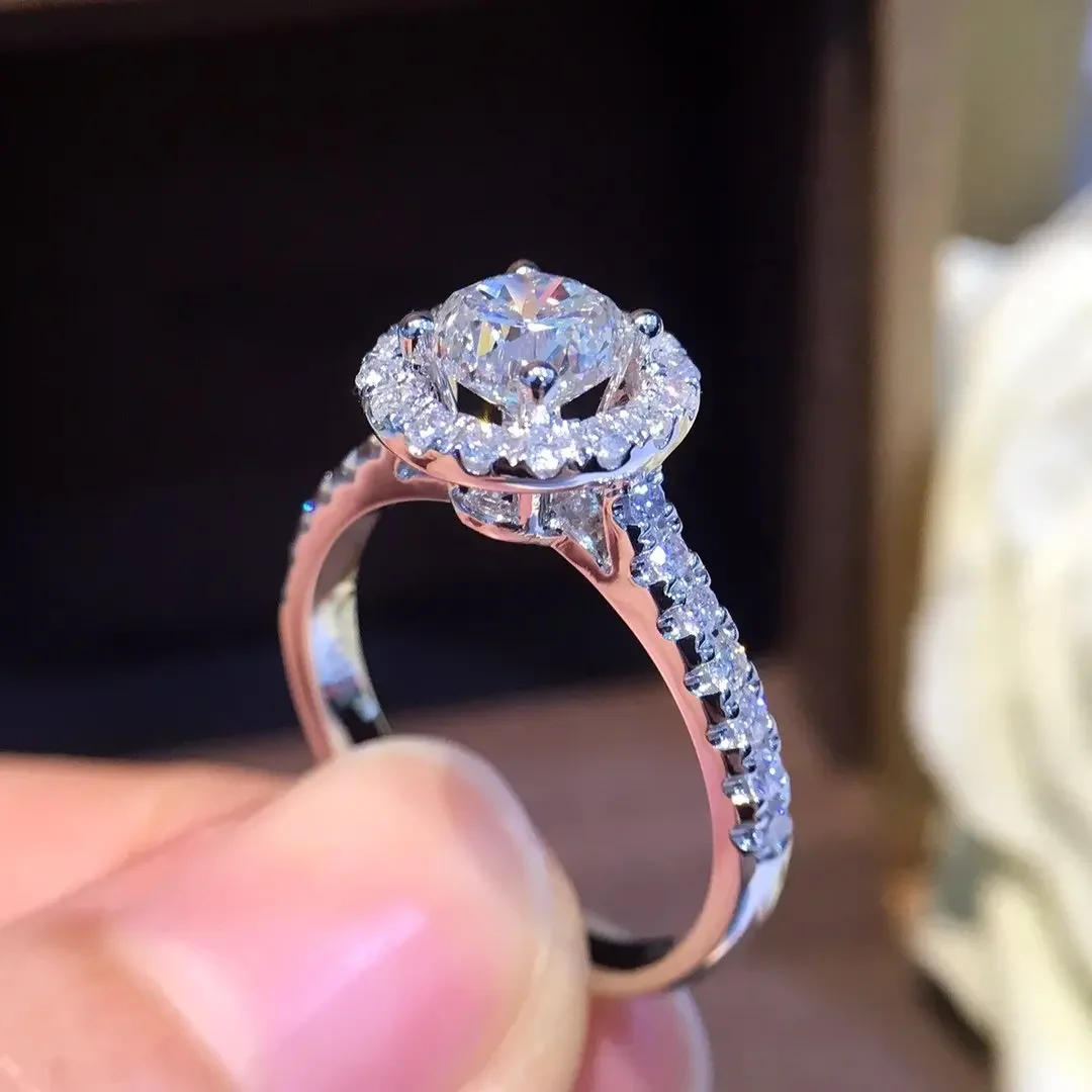 Natural Diamond 18K Gold Pure Gold Ring Beautiful Gemstone Ring Good Upscale Trendy Classic Party Fine Jewelry Hot Sell New 2025