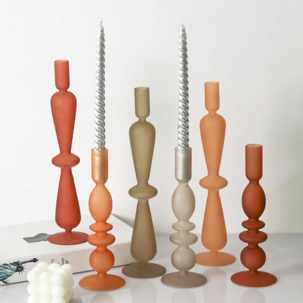 Vintage Kreativer Glas-Kerzenständer, Stabkerzenhalter, Europäische Heimdekoration, Tischdekoration, Vase