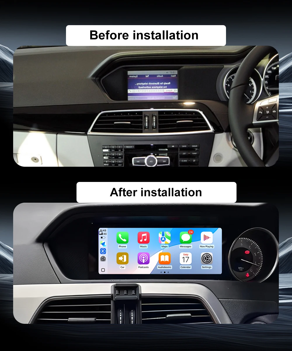 Wireless Carplay Right Hand Drive For Mercedes Benz C Class W204 2011-2014 NTG 4.5 System Car Radio Multimedia WIFI DSP 8.8inch