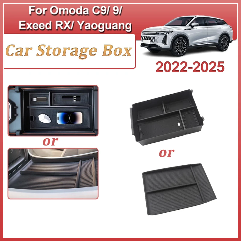 

Car Storage Box For Omoda 9 Accessories C9 Exeed RX Yaoguang 2025 2024 2023 2022 Under Central Control Armrest Storage Box Parts