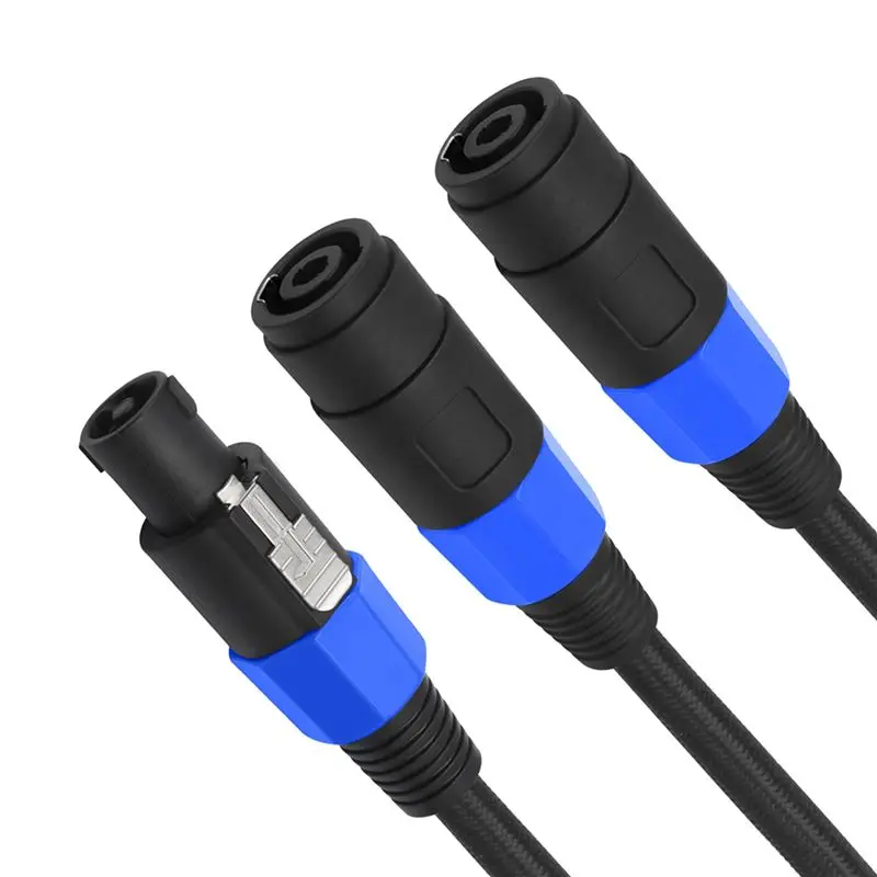 B76B Speakon Male to 2 Female Y Splitter Cable NL4FC 4 Core Speaker Connector Plug for Audio System