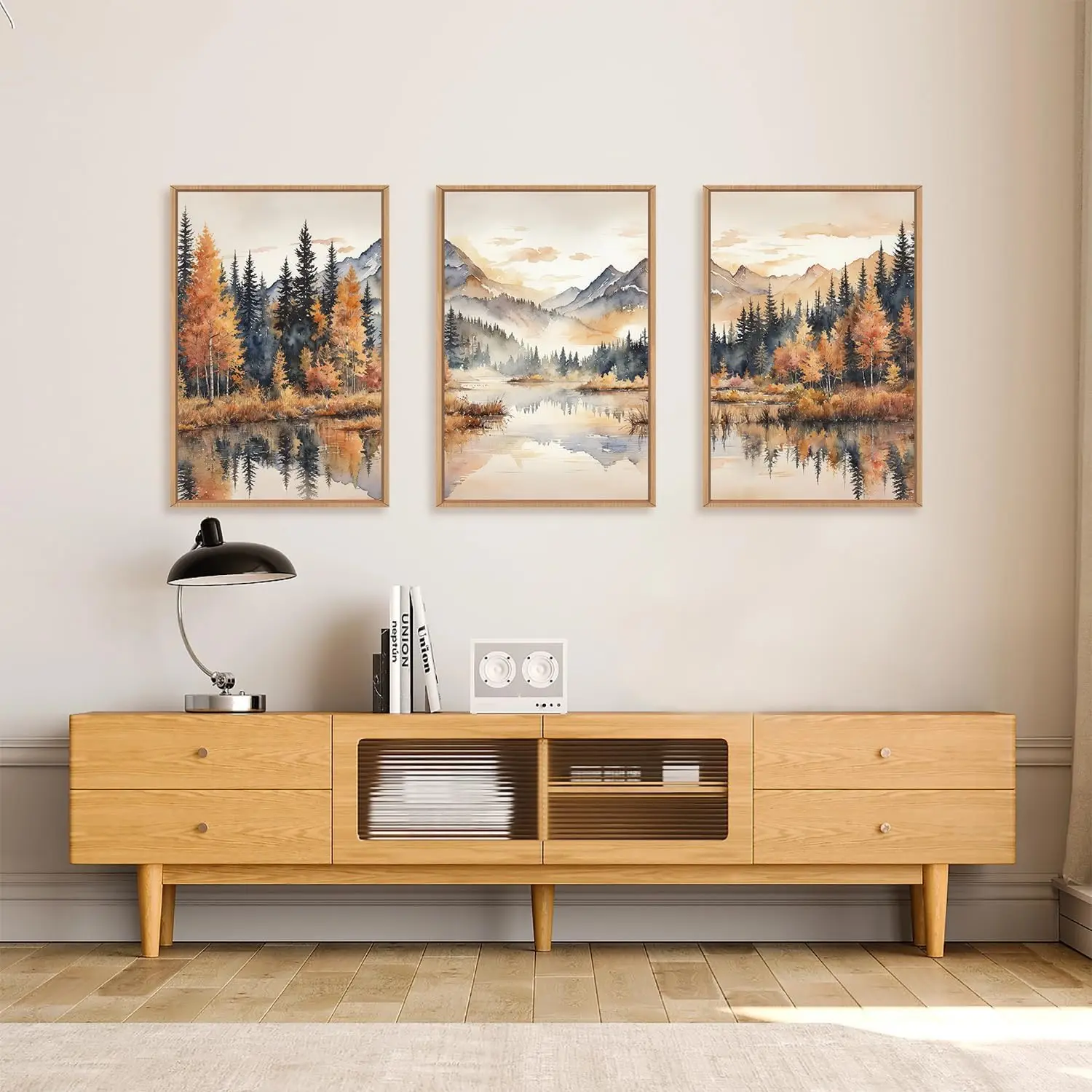 3pcs Natural Fog Forest Wall Decor Autumn Landscape Wall Paintings Canvas Art Living Room Bedroom