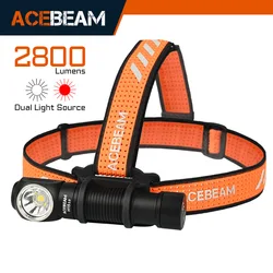 ACEBEAM-faro LED recargable H15 2,0, doble fuente de luz, USB-C, 2800 lúmenes