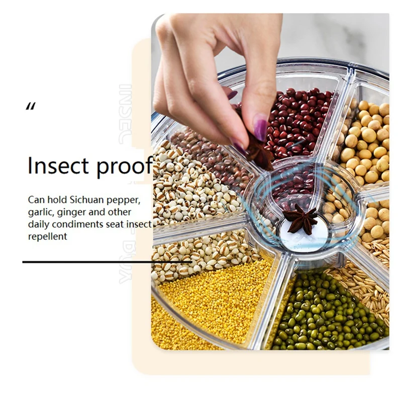 6 Raster Graanopslagcontainer Dispenser Aanrecht Graan Organizer En Dispenser Rond 360 Voedsel Roterende Dispenser