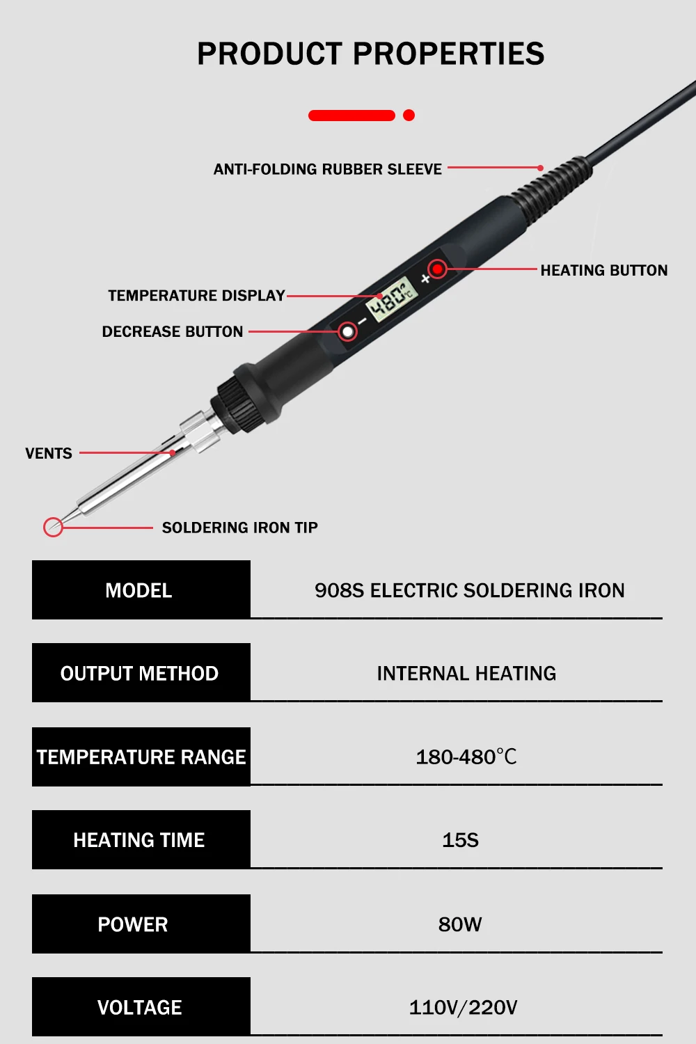 80W Digitale Elektrische Lötkolben Set Kit 220V 110V Temperatur Einstellbar LCD Display Solder Schweißen Eisen Werkzeug tipps – Detail 2